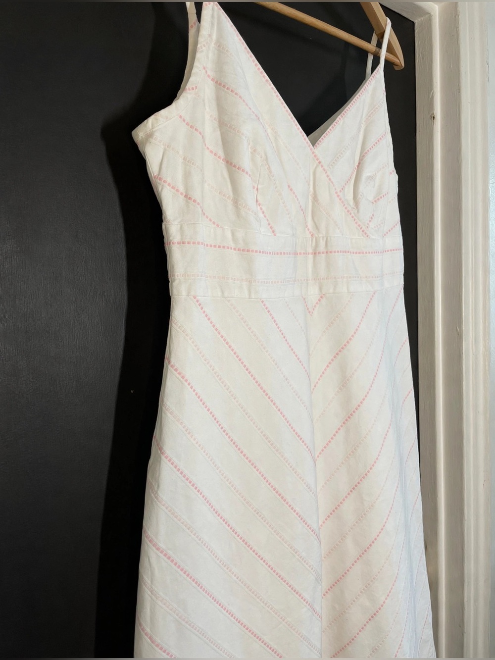 Casual Corner 100% Cotton Fully Lined White Pink Striped Sundress Size 12 - Picture 5 of 16